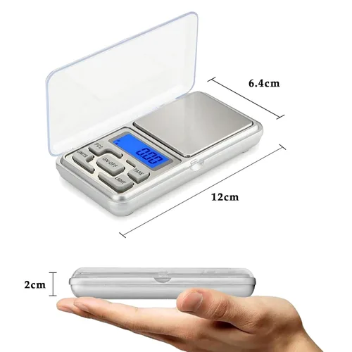Miniatura 3 de Alta precisión mini electrónica digital bolsillo báscula joyería pesaje equilibrio portátil 17.64 oz/0.00 oz función de conteo LCD azul g/tl/oz/ct