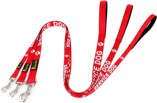 Miniatura 3 de Plutus Pet Correa para perro de servicio con mango acolchado de neopreno suave, impresa en letras grandes en ambos lados, 4 pies de largo, rojo, 5/8