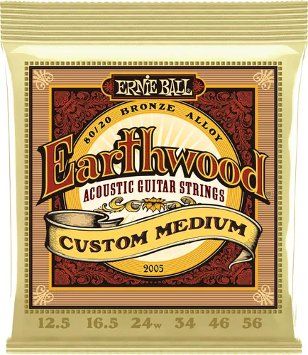 Miniatura 5 de Ernie Ball - Cuerdas personalizadas para guitarra acústica Earthwood de bronce 80/20, calibre medio, calibre 12.5-56 (P02005) (Paquete de 2)