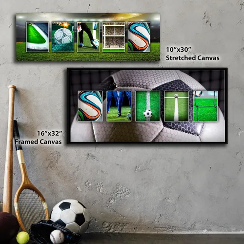Miniatura 2 de Personal-Prints - Arte de Nombre de Fútbol - Regalo Personalizado (montaje en bloque de 9.5 x 26 pulgadas)