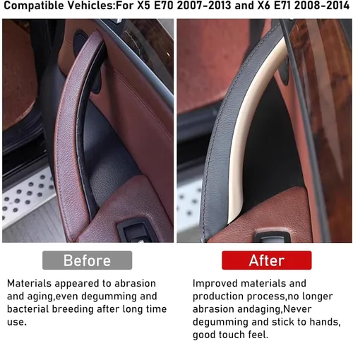 Miniatura 2 de TTCR-II Compatible con 2007-2013 BMW X5 cubierta para manija de puerta X6 2008-2014, 3 piezas de cubierta interior de manija de puerta beige para X5