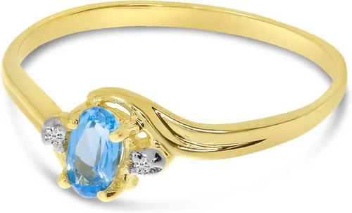 Miniatura 4 de Anillo ovalado de oro amarillo de 14 k con topacio azul y diamantes