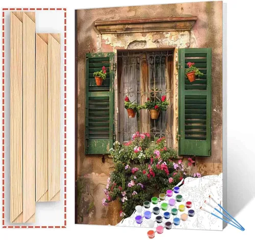 Miniatura 55 de Kits de pintura por números para adultos principiantes, pintura al óleo sobre lienzo de 16 x 20 pulgadas, lámpara de flores y óleo, pigmento 4-Art-06