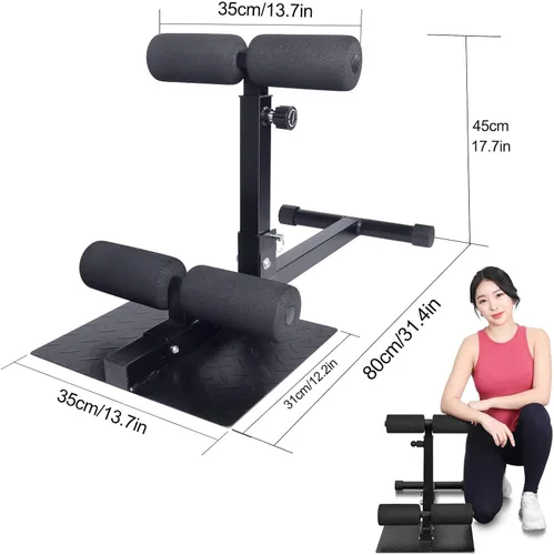Miniatura 2 de INNOLIFE Sissy Squat Machine Adjustable Height, Protective Foam Thick Steel Fitness Home Gym Negro & rojo