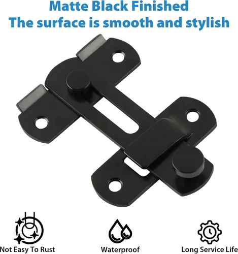 Miniatura 2 de Alise 2 pestillos de puerta abatibles, cerradura de puerta de seguridad de 4 pulgadas para valla de madera de granero, puertas francesas Negro mate