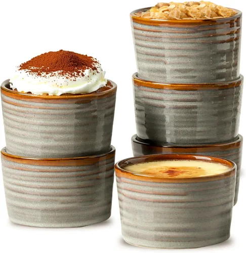 Miniatura 14 de Hasense Ramekins de 8 oz Aptos para Horno para Crème Brûlée, Juego de 6 Platos de Soufflé de Cerámica Aptos para Horno, Cuencos de Porcelana