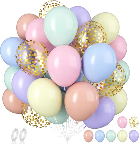 Miniatura 15 de Globos de graduación azules y dorados, 60 globos impresos con texto en inglés "Felicitaciones", 12 pulgadas, azul marino, blanco, azul, metálico