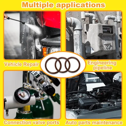 Miniatura 7 de Keze 382 piezas SAE Viton Anillo en O Kit de surtido de 30 tamaños Anillo O marrón para varios motores de automóviles, bombas, cilindros, plomería