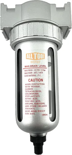 Miniatura 5 de 1/4 "NPT Mini Filtro de Partículas/Trampa de Agua para Compresor de Aire Comprimido Líneas de Aire, 5U Con Cuenco Polivinílico Y Guardia De Tazón De