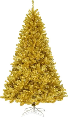 Miniatura 26 de Goplus Árbol de Navidad negro sin luz de 7.5 pies, árbol de Halloween artificial con 1258 puntas de rama, soporte de metal, árbol completo