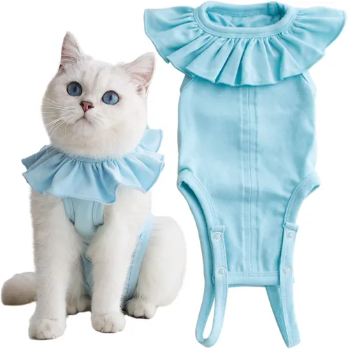 Miniatura 8 de Traje de recuperación para gatos para heridas abdominales y enfermedades de la piel, camisa quirúrgica transpirable de recuperación después