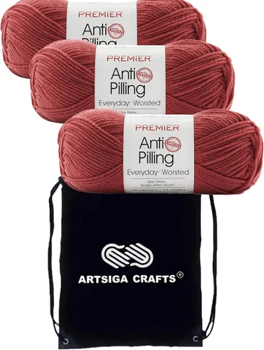 Miniatura 22 de Premier Yarns Everyday Anti-Pelusa Hilo Sólido Verde Pino DN100-8 (6-Madejas - Mismo Lote de Tinta) #4 Peso Estambre Acrílico para Tejer