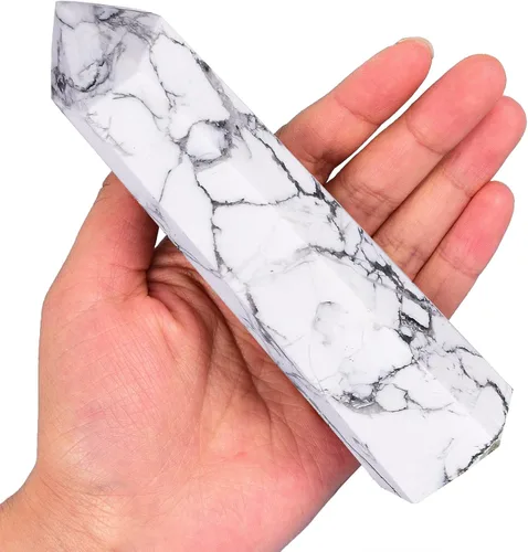 Miniatura 23 de AMOYSTONE Obelisco de Piedra de Sangre Africana Varita de Cristal Curativo Grande Torre Columna Facetada de 6 Lados Reiki Chakra Meditación Terapia