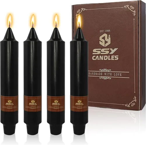 Miniatura 46 de Candelabros cortos de 5 pulgadas con velas cónicas verde oscuro, 4 piezas para cena, hogar, boda, fiesta, decoración
