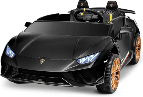 Blitzshark Auto de paseo para niños de 24 V y 2 plazas compatible con Lamborghini Electric 4WD, con motores de 4 x 75 W, batería grande de 7 AH,