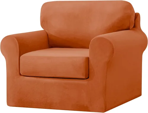 Miniatura 24 de UNBBRRL Fundas de sofá de 3 piezas para sofá, funda de terciopelo elástico para sillón con 1 funda de cojín de asiento y 1 funda de respaldo