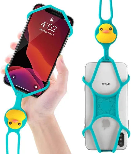 Miniatura 8 de Cordón para llevar teléfono celular + soporte de cuello 2 y protector de teléfono 2 Negro