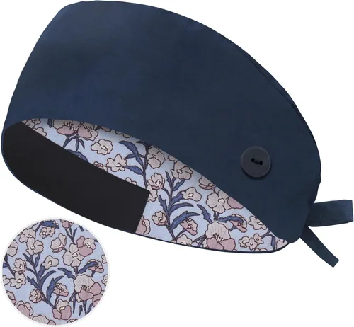 Miniatura 12 de QBA Gorra de trabajo ajustable con botón, gorro de trabajo de algodón, banda elástica para atar en la espalda, para mujeres y hombres, talla única
