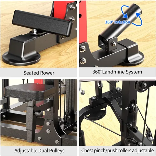 Miniatura 6 de Rack Multiusos para Sentadillas, Conjunto de Rack de Pesas Smith Machine con Sistema de Crossover de Cables, Racks de Potencia para Gimnasio en L06