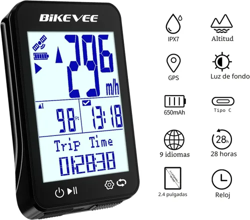 Miniatura 8 de GPS Ordenador de Bicicleta Inalámbrico con Inicio/Parada Automática y Retroiluminación Automática, Bicicleta Odómetro IPX7 Resistente al Agua MPH