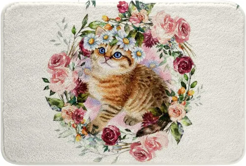 Miniatura 3 de Erosebridal Alfombras Kawaii para gatos y gatitos esponjosas, para dormitorio y niños, alfombra de entrada duradera para interiores, 16 x 24