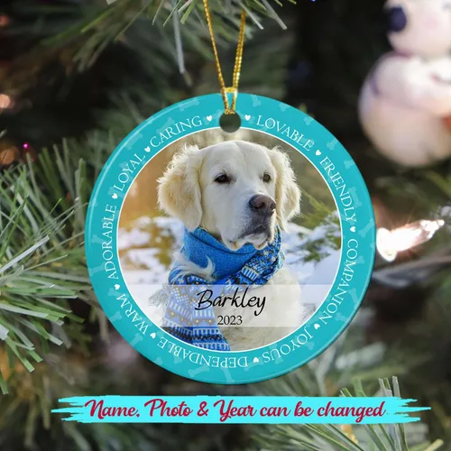 Miniatura 2 de Adorno de cerámica de Navidad personalizado para perro y gato, adorable adorno de Navidad amigable y leal, marco de fotos, adornos de Navidad 2026