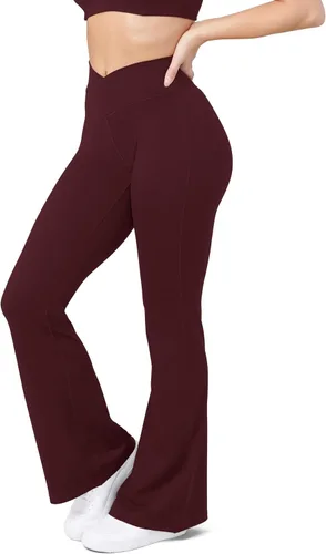 Miniatura 131 de HEGALY Pantalones de yoga acampanados para mujer, leggings cruzados, suaves, de cintura alta, pantalones casuales de entrenamiento con corte de bota