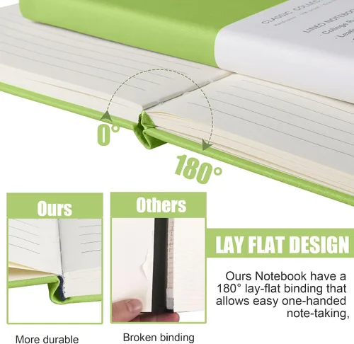 Miniatura 4 de Cuaderno rayado para diario, 160 páginas, tamaño mediano de 5.7 x 8 pulgadas, papel grueso de 2.95 oz/yd² (100 g/m²), tapa dura, paquete de 10, Negro