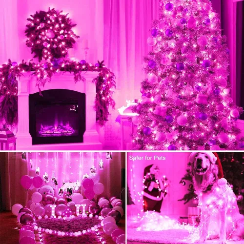 Miniatura 5 de Guirnalda de luces para exteriores de 33 pies, 100 luces LED con controlador de modos de memoria, luces de Navidad extensibles para bodas, Navidad