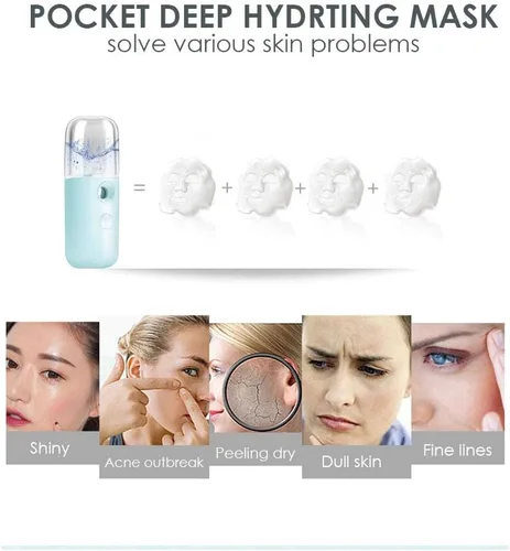 Miniatura 6 de GIVERARE Nano Vaporizador Facial, Mini Vaporizador de Mano, Vaporizador Recargable por USB, Tanque de Agua Visual de 30ml, Hidratante y Humectante