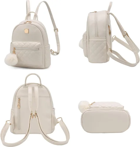 Miniatura 32 de Mini mochila de moda para niñas, bolso pequeño lindo de cuero a cuadros para mujer, mochilas pequeñas, Negro -, Mini mochila de moda para niñas