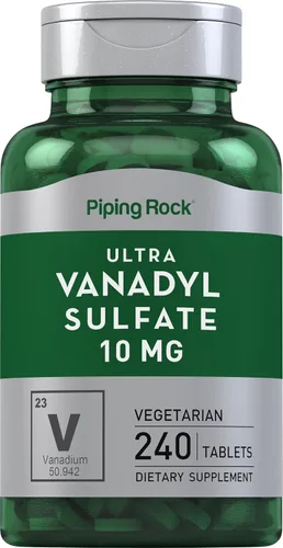 Piping Rock Sulfato de vanadilo 10 mg | 240 tabletas | Suplemento ultra complejo con cromo | Vegetariano, sin OMG, suplemento sin gluten