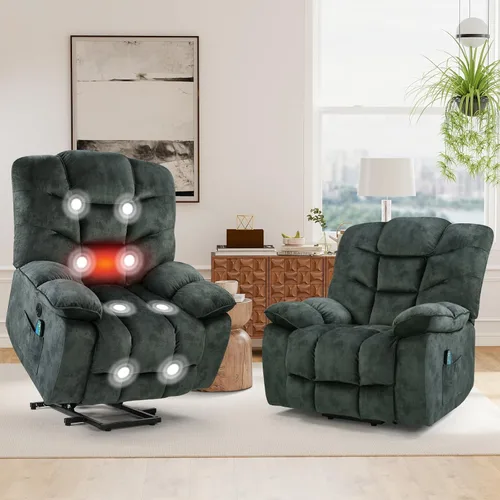 Miniatura 15 de HAOMARKETS Sillón reclinable de elevación eléctrica de gran tamaño con masaje y calor para personas mayores, silla reclinable de elevación eléctrica