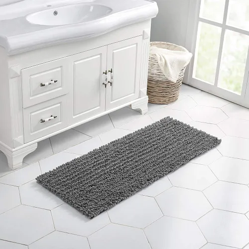 Miniatura 249 de Walensee Alfombra de baño antideslizante (24x17 pulgadas, rosa polvoriento) absorbente de agua, súper suave, lanuda de felpilla, lavable a máquina