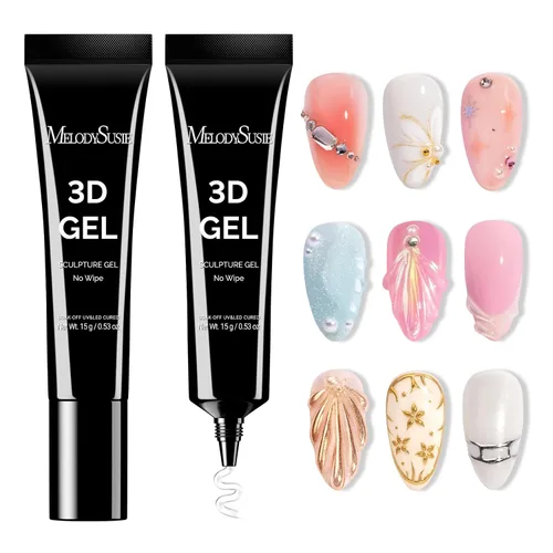 Miniatura 13 de MelodySusie Juego de Pegamento de Pedrería para Uñas, Diseño de Arte de Uñas en Gel 3D Pegamento Adhesivo Fuerte para Gemas de Uñas para Dijes Gemas