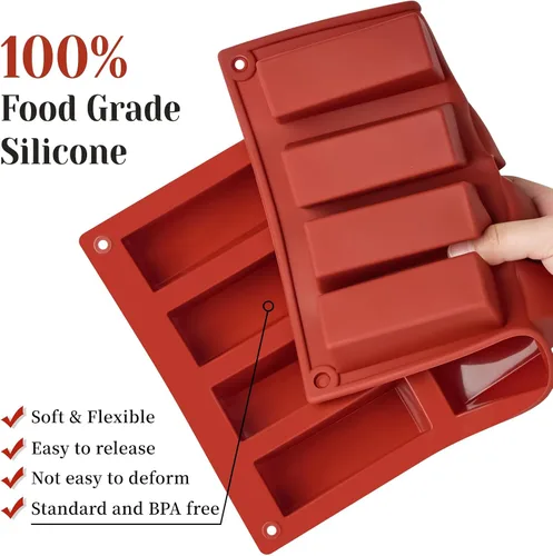 Miniatura 2 de Paquete de 2 moldes de barra de granola de silicona, molde de barra de proteína rectangular de 12 cavidades, moldes de silicona para hornear
