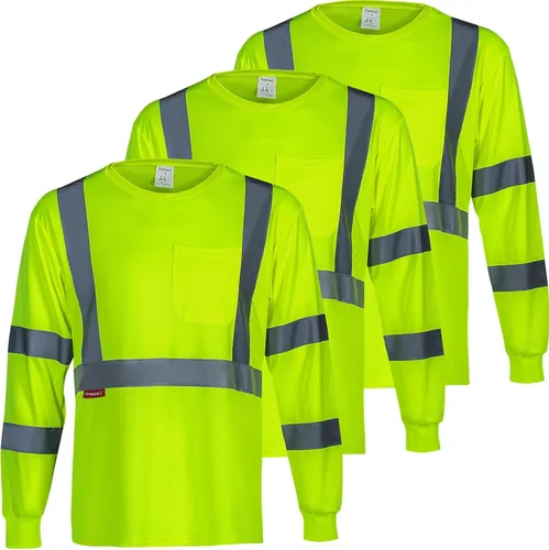 Miniatura 23 de ProtectX Camisas de manga larga de alta visibilidad, camiseta de seguridad reflectante de alta visibilidad para hombres y mujeres, camisa de Azul