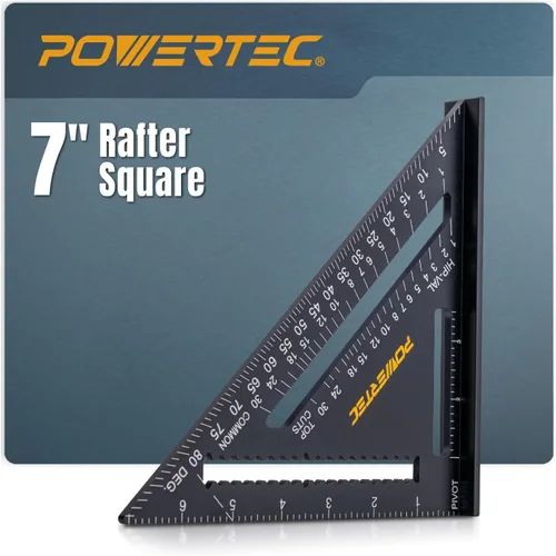 Miniatura 11 de POWERTEC Cuadrado de carpintero, Marcado de precisión T-Square, Rafter Square, Marcado de precisión T Regla, Herramientas para prensa de taladro