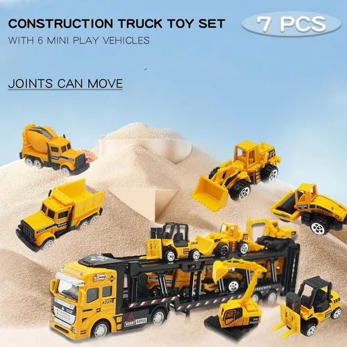 Miniatura 2 de OTONOPI Camión de transporte de automóviles, construcción de autos fundidos a presión, juego de vehículos de juego, camión portador con minicúa