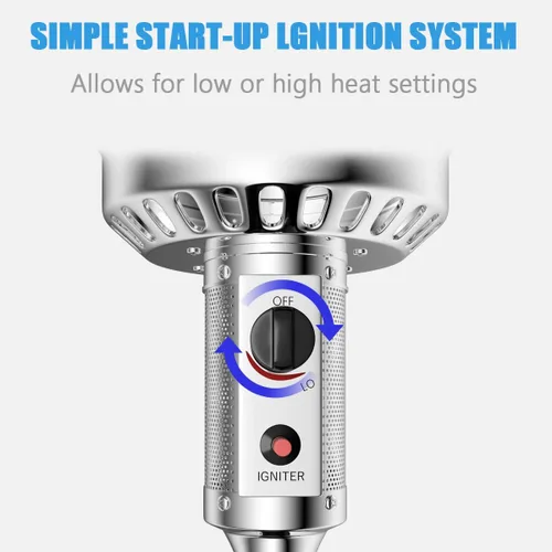 Miniatura 8 de Tangkula Calentador de propano de 50,000 BTU para patio con ruedas, calentadores para exteriores para patio con mesa, quemador de acero inoxidable
