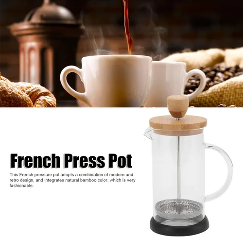 Miniatura 2 de flexman Cafetera de prensa francesa, vidrio de borosilicato de alta temperatura, acero inoxidable, prensa francesa para el hogar, oficina, al aire
