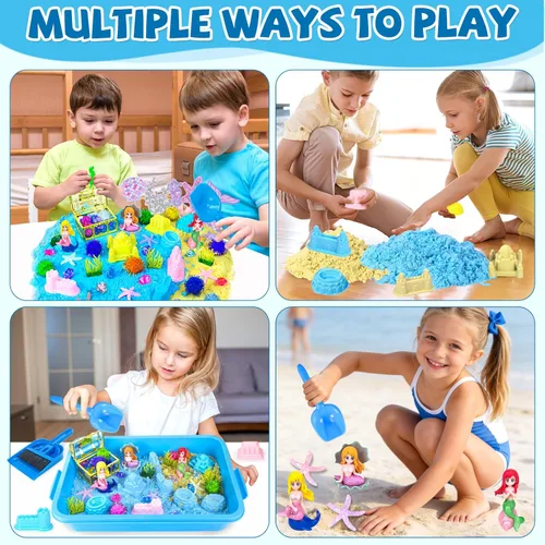 Miniatura 5 de YongnKids Juguetes de Caja de Arena Sensorial de Sirena para Niños Pequeños Niñas - Juguetes de Sirena para Niños Kit de Arena de Juego Juguete