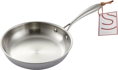 Sartén de acero inoxidable de 9.5 pulgadas, sartén de acero inoxidable de 5 capas, apta para lavavajillas y horno, sartén de inducción, distribución