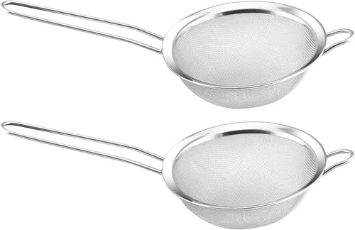 Miniatura 5 de YBM HOME Colador de malla fina de acero inoxidable con mango para enjuagar granos, frijoles, arroz, etc. 8 pulgadas 2285, plata