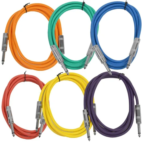 Miniatura 11 de Seismic Audio Cables de guitarra para altavoces, cables de guitarra TS de ¼ pulgadas, 3 pies, multicolor, paquete de 6 Color múltiple