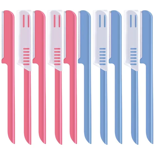 Miniatura 8 de 10 piezas de maquinilla de afeitar de cejas para mujer, afeitadora facial, moldeador de cejas, herramienta de modelado con cubierta (negro)