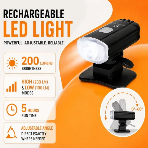 Miniatura 4 de Faro Recargable para Casco Duro - Luz para Casco de Soldar, Faro para Casco Duro para Bombero y Casco de Soldadura con Accesorios