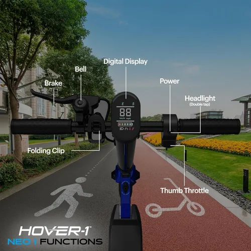 Miniatura 4 de Hover-1 Neo Family Foldable Electric Scooter with 300W/250W/200W Rated Brushless Motor, 16/14/12 mph Max Speed, 8.5"/6.5” Wheels, 10/7 Mile Range