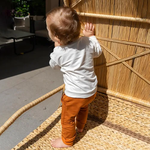Miniatura 4 de wdehow Conjunto de 2 piezas para bebé niño pequeño, sudadera con estampado de letras + pantalones con cordón para otoño e invierno