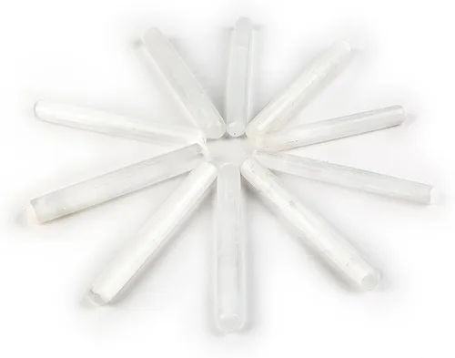 Miniatura 8 de JIC Gem Varitas redondas de selenita, 10 piezas de piedra de cristal áspero natural, para sanación de chakras Reiki, decoración del hogar, 5.5-5.9 in